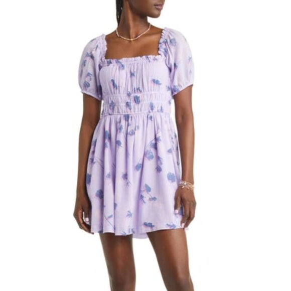 B.P. (sold at Nordstrom's) Shirred Puff Sleeve Cotton Prairie Dress - Small - Picture 2 of 6